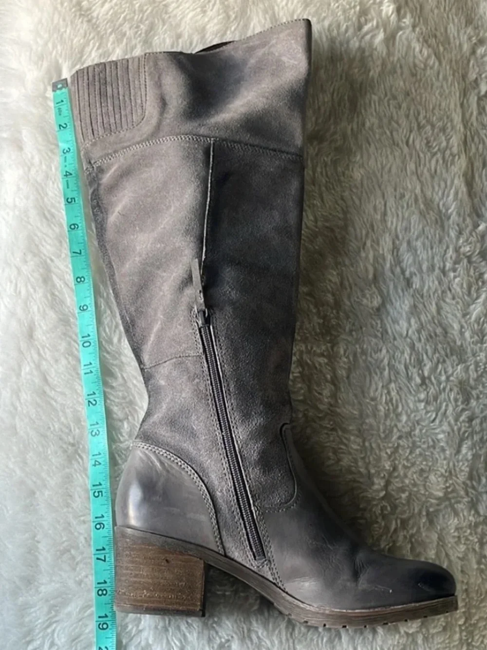 Naya North Wide Shaft Gray Leather Over-the-Knee boots size EU 40 US 9